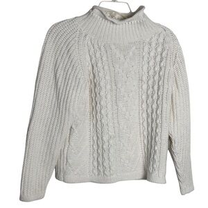 VTG one step up size S cotton blend Cozy Cable Knit Turtleneck Sweater - Cream